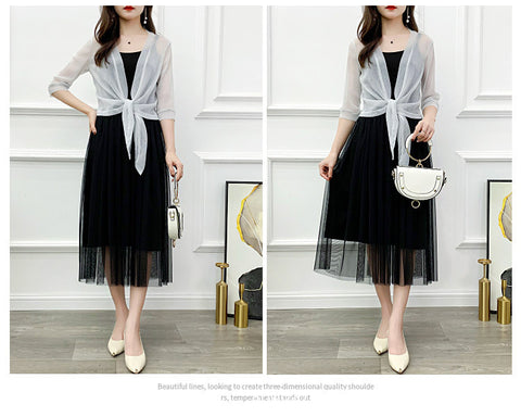 Women's Gold And Silver Silk Mesh Shawl